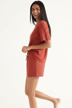 Rust Brown Shorts Co-ord Set