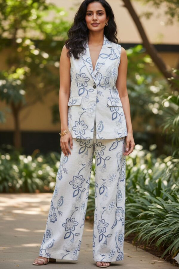 Embroidered Pure Linen Co-ord Set - Image 3